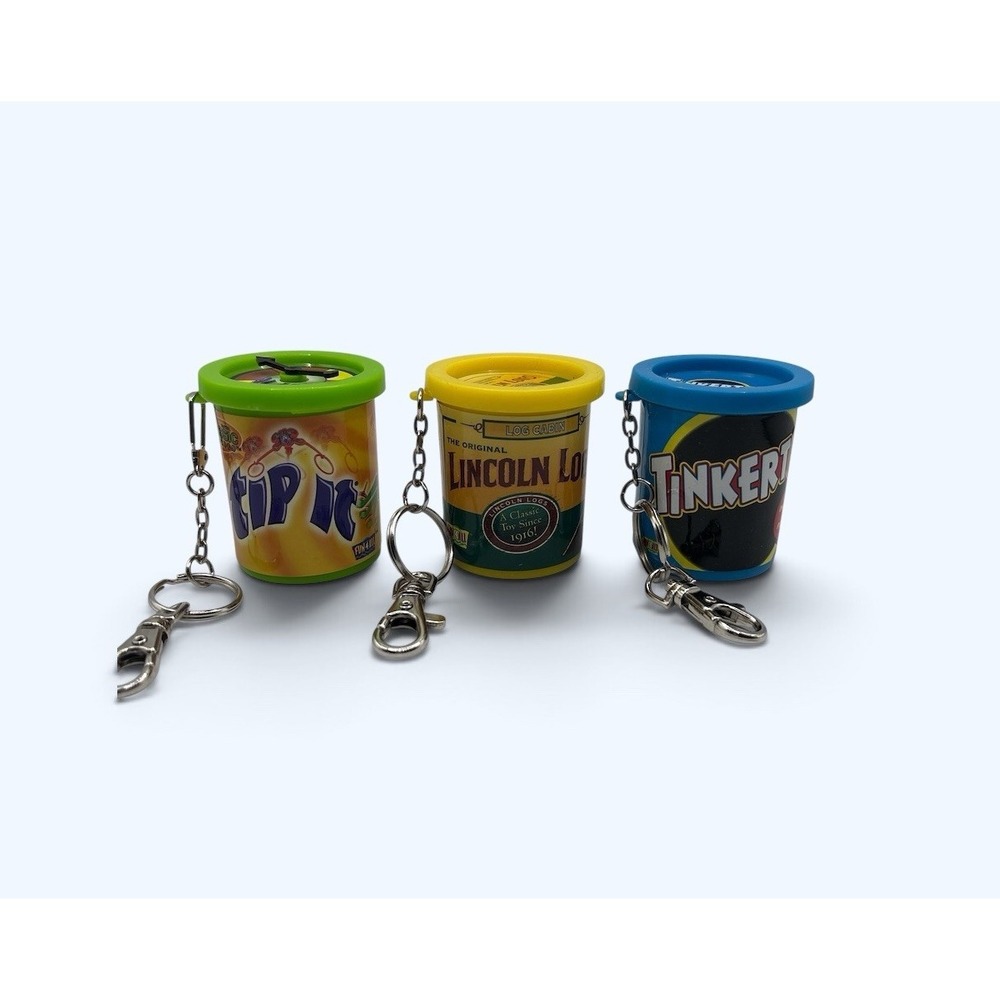 VINTAGE KEYCHAIN GAMES LOT 3 TINKERTOY TIPIT LINCOLN LOGS